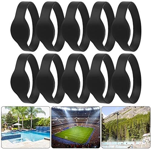 Pulseira RFID de 10pcs, IP68 Pulseira de silicone à prova d'água Pulseira de controle de acesso à pulseira para piscina de