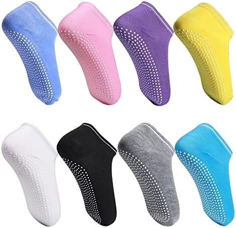 Hyxitvcg 8 pares unissex não meias de aperto com almofada para ioga, pilates, barre, casa e hospital, meias de ioga, meias com