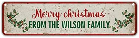 Vintage Christmas Tin Sign Nome personalizado Sinais de metal de Natal Feliz das frutas de flores da família Wilson Wrinal