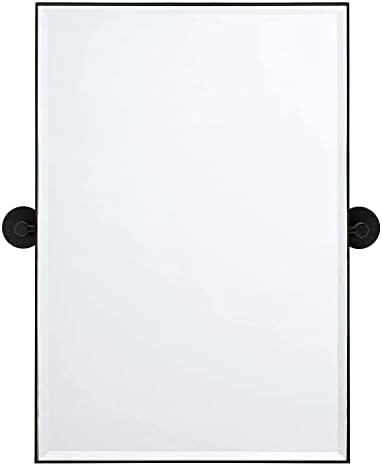 Minuover 24 x 36 '' Retângulo de articulação espelho inclinado inclinando espelhos de vaidade emoldurados de metal preto