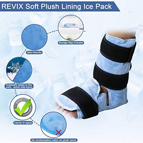 Revix Revix tornozelo de gelo embrulhado para lesões em gel reutilizável azul e revix tornozelo gel pacote frio para alívio da dor marinha