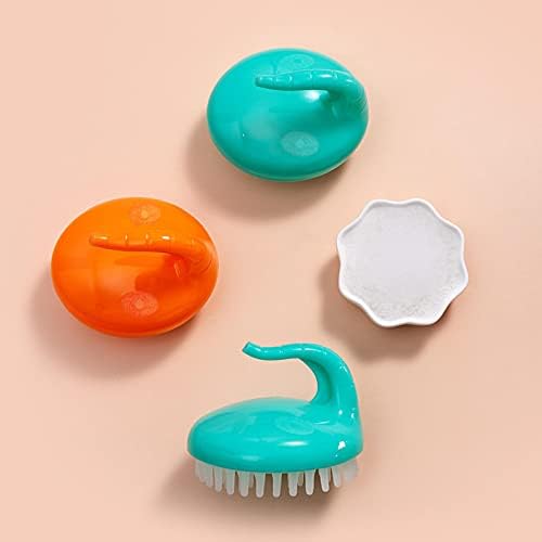 Brush de shampoo de silicone na para remover o banho de caspa de banheira de banheiro infantil, escova de shampoo de algodão laranja