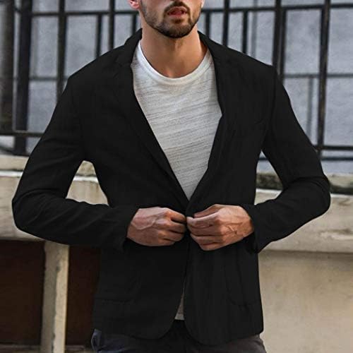 XXBR Blazer para masculino, Linen Blend Um botão aberto