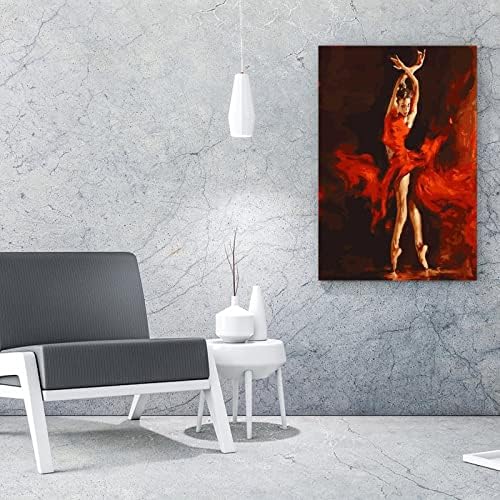 12x16inch abstrato pintura a óleo mulher Flamenco dançarina espanhola vermelha obra de arte moderna Lady Canvas Pintura Decoração de