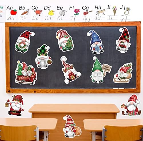 Trewave 48 PCs Gnome Christmas Gnome Cutouts Com 60 pontos de cola, decorações de quadro de avisos de Natal, Decorações de