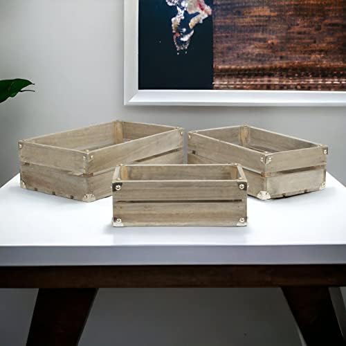 Conjunto de caixas de madeira retangular de fazenda rústica de Cheung