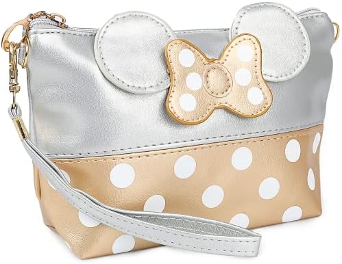 Bolsa de mouse de mouse gyipfipa de mouse com zíper, bolsa de maquiagem de viagem de couro de desenho animado com orelhas e