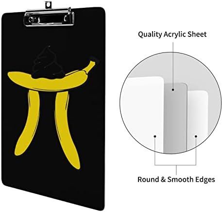 Banan Fruit amarelo engraçado Pi Acrílico Armadora Durável placa de clipe com clipe de metal de baixo perfil para
