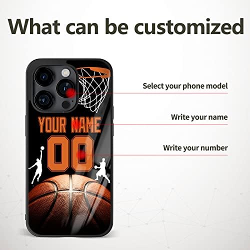 Número de nome personalizado Casos de telefone de basquete | iPhone 11 12 13 14 Pro Max Plus Mini XR XS, Samsung Note