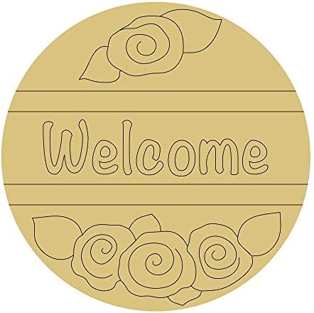 Welcome Design by Lines Cutout Wood inacabado Everyday Home Door Hanger Mdf Shape Canvas Style 1 Art 1