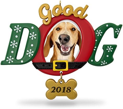 Hallmark Keetake Ornamento de Natal de 2018 do ano datado, boa moldura de cães, moldura fotográfica