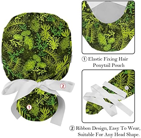 YOYOAMOY 2PCS Caps de trabalho com botões estéticos de pinheiro de pinheiro verde feminino de capa de cabelo longa de feminino