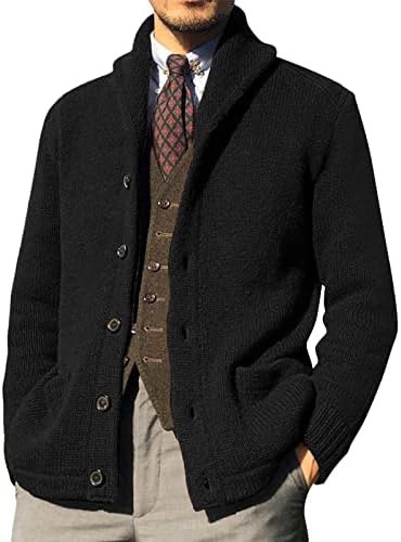Dudubaby Cardigan Sweaters for Men Shawl Casual Slave Button Up Sweaters Knited