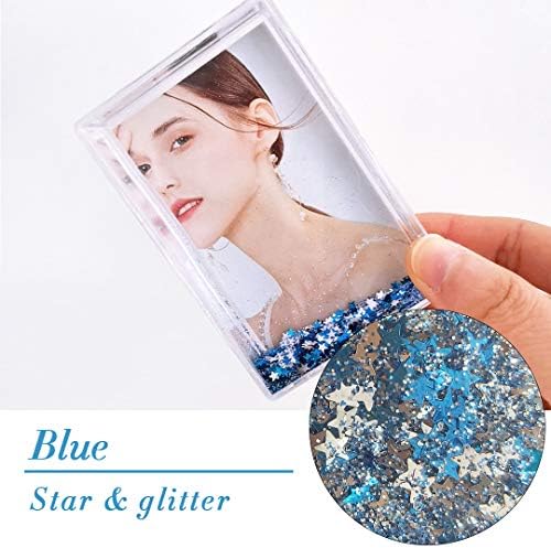 Sh.Dream Liquid Glitter Photo Snow Picture Frame Instax Size, Blue Star Sparkle, Presentes Presentes Para o Natal,