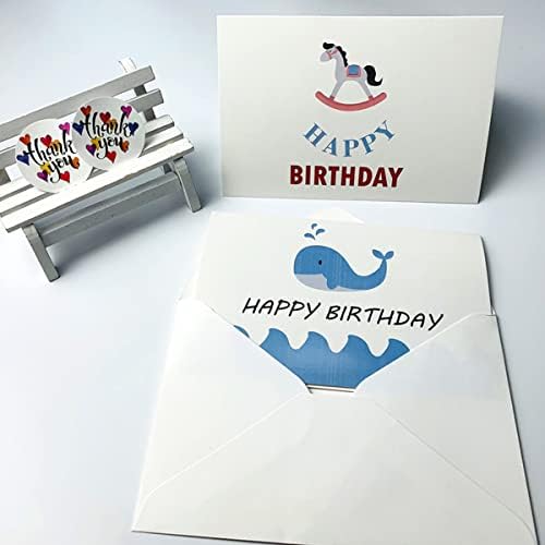 Conjunto de 6 cartas de feliz aniversário de design, cartão de chá de bebê fofo para o pai novo com envelopes e etiquetas de