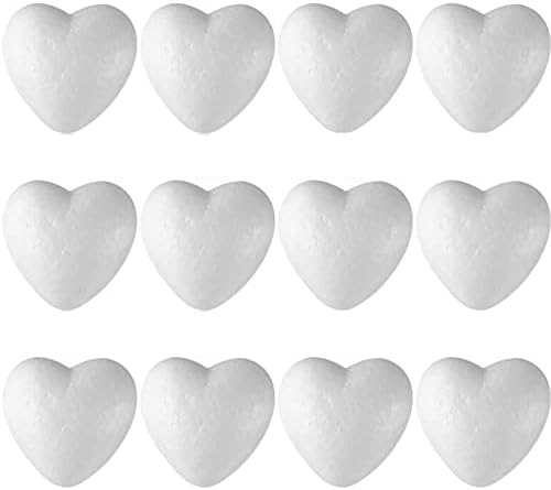 HAPROS 12 PACK 2.5 STYROFOAM CORAÇÕES DIA DIA DIY DIY Mini formas de coração de espuma artesanal para pintar artesanato dos namorados