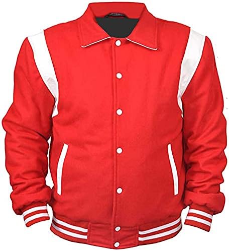 Letterman Baseball Bomber School College College Varsity Collar Style Jacket Wool genuíno com espuma genuína Use ombro