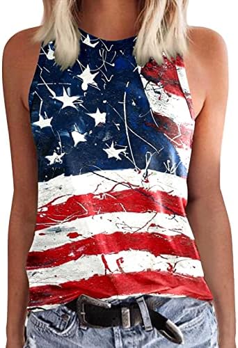 4 de julho Tampo Tampo para mulheres Exercício de treino patriótico American Tshirts camisetas
