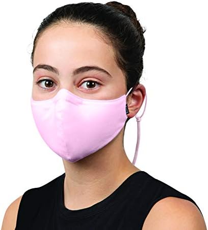 Máscara facial reutilizável para crianças de Bloch Kids, com cordão e almofada de nariz moldável, rosa claro, tamanho único
