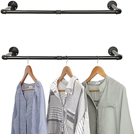 O rack de roupas de tubulação industrial é de 22 polegadas, hastes de armário para pendurar roupas, a haste de armário preto da suspensão