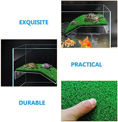 Popetpop Basking Turtle Plataforma Turf Gream Artificial Turf Simulation Grass para tanques de peixes Tartaruga de