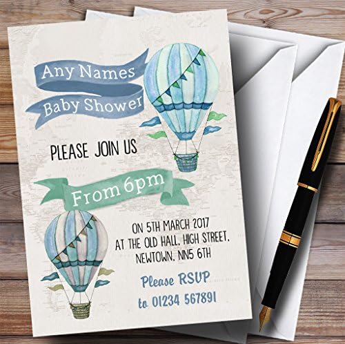 Convites de balão de cabelo quente de aquarela vintage convites para chá de bebê convites