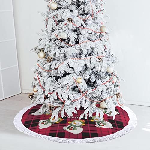 Saia de árvore de Natal tapete de árvore de natal de Natal com borla 30 Snowflake natal saia árvore do Papai Noel