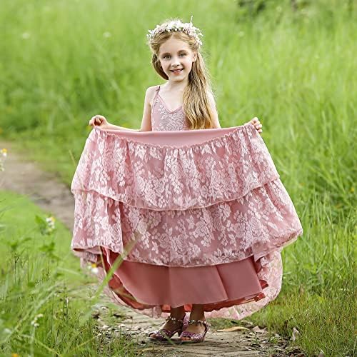 Lace Boho Flower Girl Dress Vress