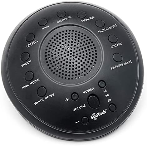 Sontech - Máquina de som de ruído branco - 10 som calmante natural rastreia para casa, escritório, viagem, bebê - Configurações de vários timer - Bateria ou opção de carregamento do adaptador