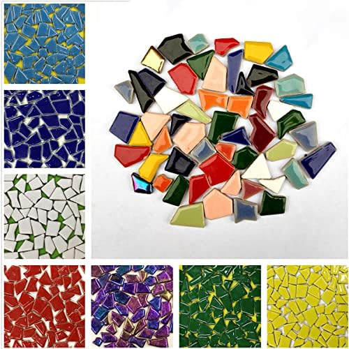 GREST_SOURCE 100G Mosaico Cerâmico Telas Irregular Mosaic Pieces Mosaic Supplies Bulk vários tamanhos para decoração doméstica, artesanato