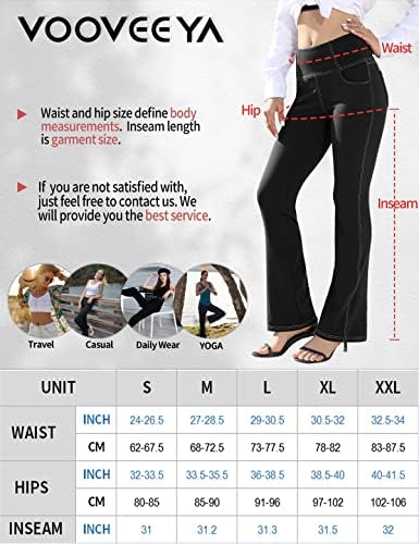 Leggings de bootcut feminino de Vooveeya - calças de ioga de bootleg com 4 bolsos, barra de barra de alta cintura alta