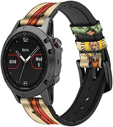 CA0683 Cartão de tarô Hanged Man Leather Smart Watch Band Strap para Garmin Vivoactive 4S Vivomove 3s Tamanho