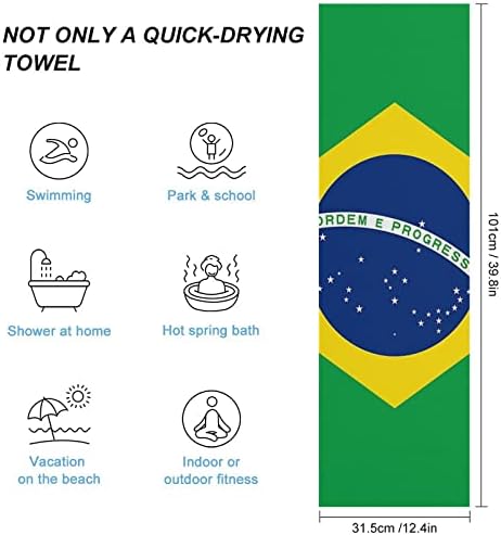 Bandeira brasileira Toalhas rápidas secas panos de panos faciais altamente absorventes