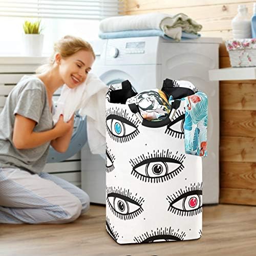 Mr.xzy lavanderia cesto olho de olho cenas dobráveis ​​cestas colegas bolsas de dormitório de roupas sujas lixo para quarto banheiro 50l 2010492