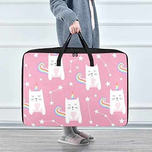 Saco de armazenamento de roupas N/ A Underbed para colcha - grande capacidade para animais bonitos organizadores de gatos com zíperes decoração de bolsas de armazenamento para roupa de cama