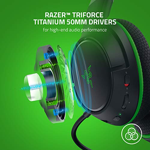 Razer Kaira Wireless Gaming Headset para Xbox Series X | S, Xbox One: Triforce Titanium 50mm Drivers - Cardioid Mic - Memória respirável