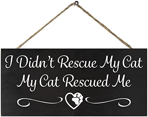 Jennygems Cat Mom Gifts, eu não resgato meu gato, meu gato me resgatou sinal de madeira, decoração de gatos para amantes de gatos, pendura de parede, feita nos EUA