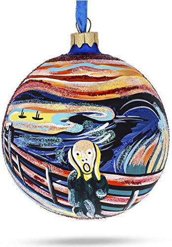 1893 The Scream Painting de Edvard Munich Glass Ball Christmas Ornament 4 polegadas