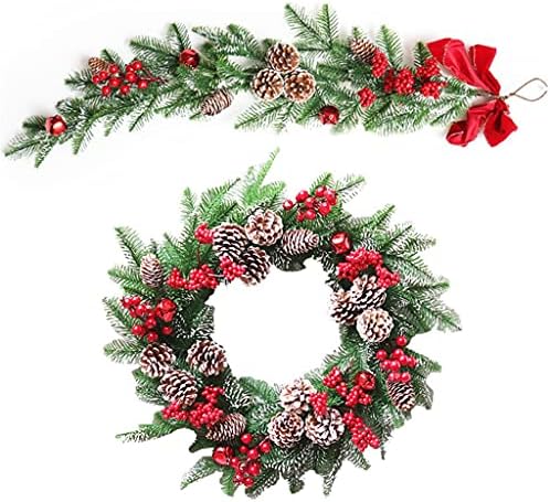 Sdfgh pine pine natal wreath pE mergulhado sino branco xmas bastão de natal porta pendurada (cor: a, tamanho