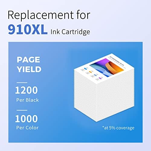 Remanufacused 910xl Ink Cartuchge Substituição para HP 910XL 910 XL HP910XL Uso com OfficeJet Pro 8020 8025 8030 8035 8022 8028 Impressora, Pacote de combinação de cartuchos de tinta amarelo de cano de ciano preto 910