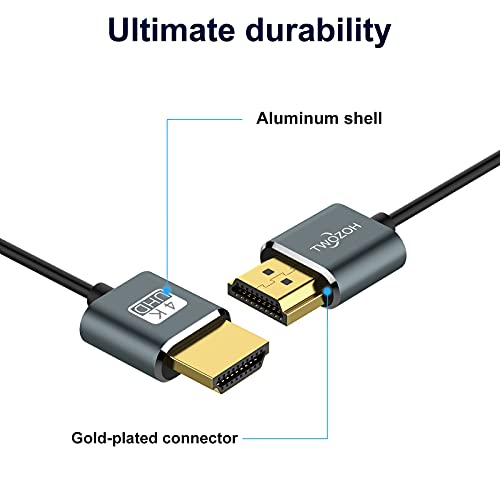 Pacote HDMI flexível e Slim HDMI 1ft 2ft 2ft 2ft 2ft 2ft 2ft 2ft, o cabo HDMI ultra fino suporta alta velocidade em 4k a 60Hz 18Gbps 2160p/1080p