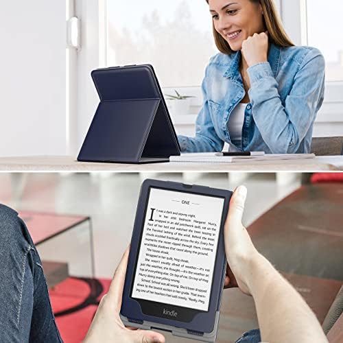 Caso do Timovo para 6,8 Kindle Paperwhite e Kindle Paperwhite Signature Edition, Caso de proteção de couro PU com ângulo de visualização vertical em pé ajustável, Indigo