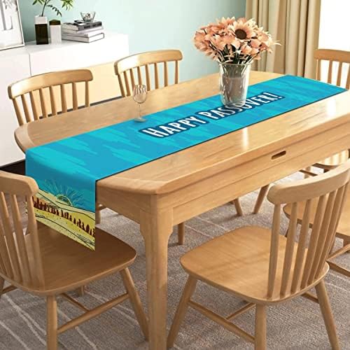 Nepnuser Happy Passover Table Runner Pesach Seder Matzo Jewish Exodus do Egito Festival Party Decoration Home Kitchen Dining Room