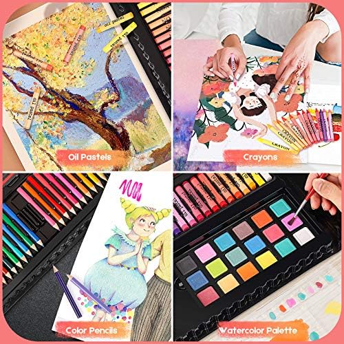 Art Supplies, Caliart 238 Pack Deluxe Arte Conjunto de arte pintura colorir com cavalete de sabão, kits de desenho artesanal,