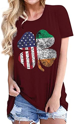 Camisa do dia de S.Patrick para mulheres tops shamrock tops lotos de trevo de trevo blusa de manga curta o pescoço camisetas tshirts