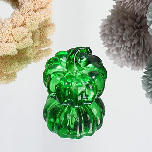 Jatyfing Crystal Pumpkin Collectible Glass Fruit Ornament Desktop Paperweight Glass Home Decoration