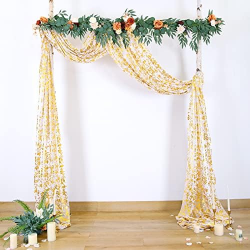 Partisky Wedding Arch Drapeing Fabric 2 painéis 6 jardas de tecido dourado cortinas de pano de fundo para a cerimônia de festa