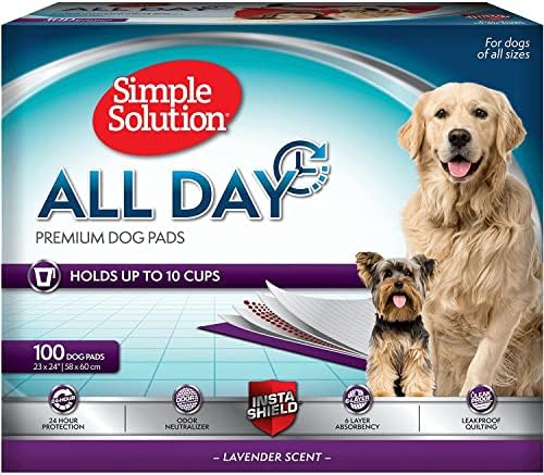 Solução simples de 6 camadas durante todo o dia Premium Dog Pads | Perfume de lavanda | 23 x 24 100 almofadas