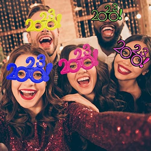 MDEHO 6PCS Feliz Ano Novo Óculos 2023 Propimentos de véspera de Glitter Party Fomem a favor da Fancy Celebration Decorations novidade