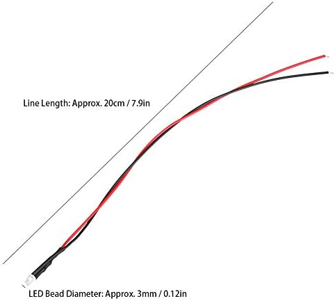 Diodos emissores de luz pré -conectados, 12V 50pcs Cabeça redonda Diodos de lâmpada LED pré -conectados Diodos de luminária